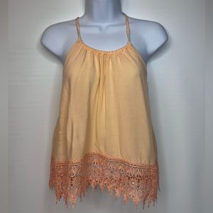 PACSUN LA HEARTS - PASTEL CORAL ORANGE LACE TANK TOP